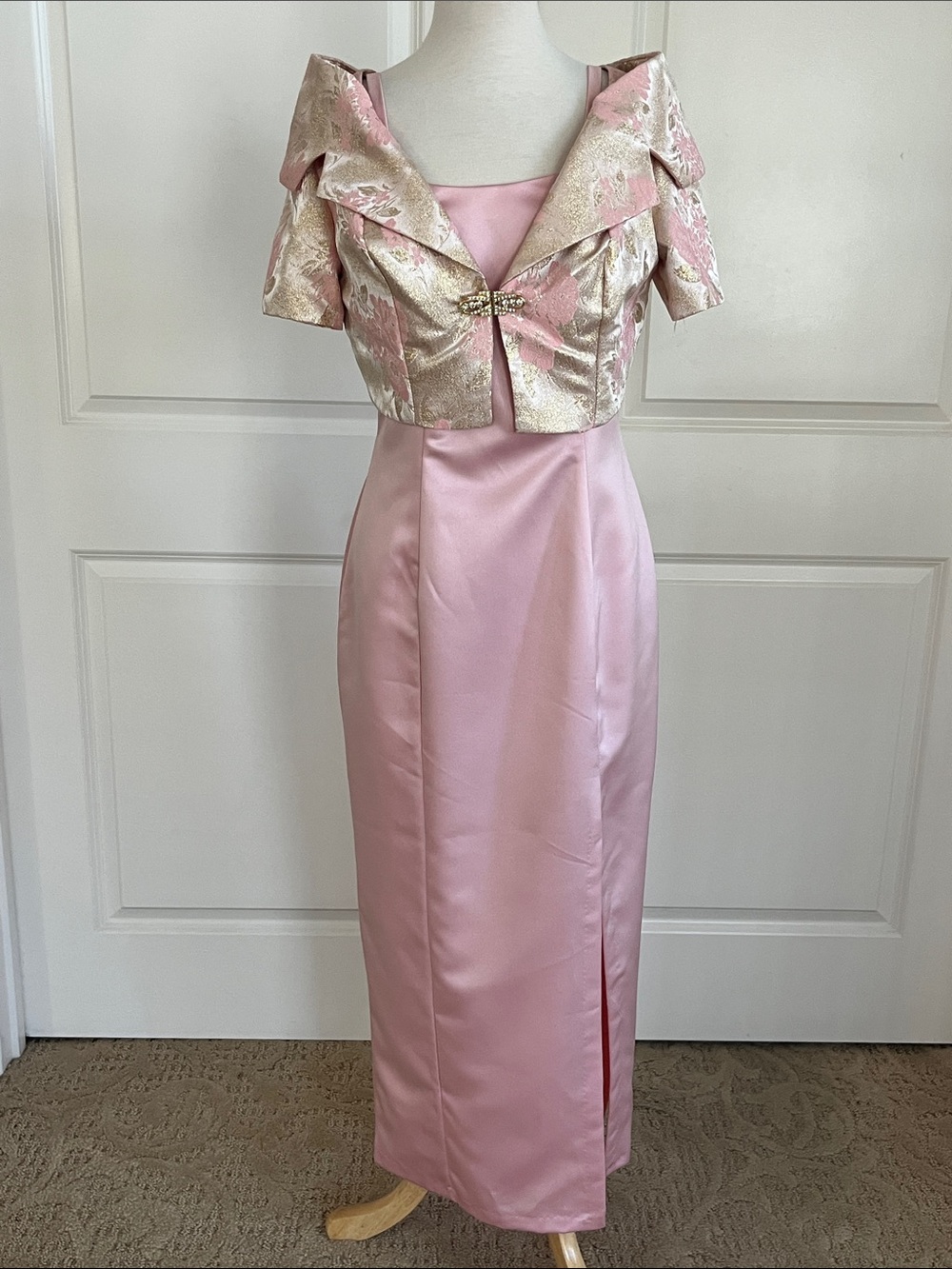 Vintage Poly Fashion Pink Dress and Bolero Jacket Size Medium
